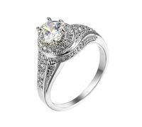NHYHEHMR Plated 18K Rings for Women, Wedding Bands Women Classic Simple Ring Round Shape Wedding Band Cubic Zirconia