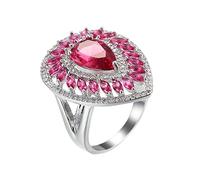 NHYHEHMR Plated 18K White Ring Women, Wedding Rings for Women Teardrop Pear Shape Cubic Zirconia Engagement Ring