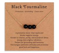 NHYHEHMR Plated Handmade Natural Crystal Healing | Black Tourmaline, Moonstone, Turquoise, Peridot, Carnelian, Citrine, Rose Quartz, Green Aventurine Pendants