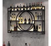 NHYHEHMR Porta di stoccaggio del vino a parete moderna con supporto per bottiglia in metallo Shelf 3 Livello per arredamento da cucina per sala da pranzo (nera 140x80x15 cm)