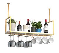 NHYHEHMR Porta di vetro sospeso a soffitto di vino appeso con pista di vetro bar moderna piastra da parete.