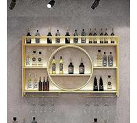 NHYHEHMR Porta di vino a parete in metallo moderno elegante estirini per vini per la casa barre ristorante bar multifunzionale in ferro da champagne staminato vetro rastrellino nero 120x15x80cm