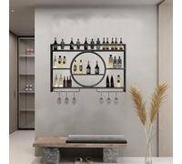 NHYHEHMR Porta di vino a parete moderna con supporto in vetro elegante ripiani galleggianti in ferro per la casa barretta multifunzionale organizzatore di stoccaggio bottiglie 100x15x80cm
