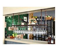 NHYHEHMR Porta di vino a sospensione del vino in bicchiere - portabottiglia appesa al soffitto, porta d'altura a parete vintage in ferro battuto, altezza regolabile, nero, 80 * 35 cm