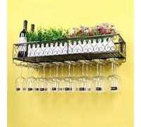 NHYHEHMR Porta di vino montate a parete, moderno porta d'altura in metallo, portapacchi con portabicchieri, supporto per il display per il vino per la casa da pranzo in casa (colore: colore: blac