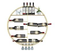 NHYHEHMR Porta di vino montato a parete con bottiglia di vino e supporto in ferro battuto in ferro da vino montato a parete per accessori per vini per la casa per gli amanti del vino oro/nero 90 cm