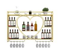 NHYHEHMR Porta di Vino Montato a Parete con Supporto in Vetro e Ripiani a Forma di Cuore Stipper per Il Soggiorno per Soggiorno o Cantina (Black 100x8)
