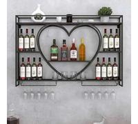NHYHEHMR Porta di vino montato a parete con supporto in vetro e ripiani galleggianti moderni mezzi di ferro industriale stand di ferro per la sala da pranzo cucina Dimensione: 120 * 15 * 80 cm