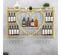 NHYHEHMR Porta di vino montato a parete con supporto in vetro e ripiani galleggianti moderni mezzi di ferro industriale stand di ferro per la sala da pranzo cucina Dimensione: 120 * 15 * 80 cm