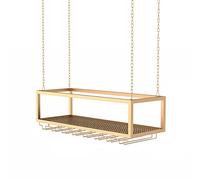 NHYHEHMR Porta di viti in metallo montato a soffitto con scaffali di vino creativi per lo stoccaggio in vetro di champagne per oro sospeso (80x25x20cm)
