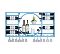 NHYHEHMR Porta di viti Wine montata a parete, unità a barre su ripiani galleggianti, scaffale per bottiglie di vino con rastrelliere, griglia in vetro di vino in metallo, portaoggetti per il vino