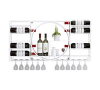 NHYHEHMR Porta di viti Wine montata a parete, unità a barre su ripiani galleggianti, scaffale per bottiglie di vino con rastrelliere, griglia in vetro di vino in metallo, portaoggetti per il vino