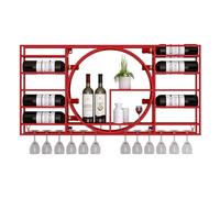 NHYHEHMR Porta di viti Wine montata a parete, unità a barre su ripiani galleggianti, scaffale per bottiglie di vino con rastrelliere, griglia in vetro di vino in metallo, portaoggetti per il vino