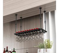 NHYHEHMR Porta in bicchiere di vino sospeso in metallo, portabicchieri da vino sotto mobile, supporto per vino regolabile, porta di vino capovolto, portabottiglie a soffitto (dimensioni: 80 cmx30cm)