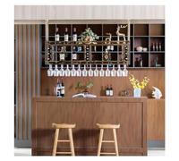 NHYHEHMR Porta in vetro a soffitto in metallo regolabile con ripiani F per mensole montati da vino montato supporto per vino supporto per vino per arredamento per bar