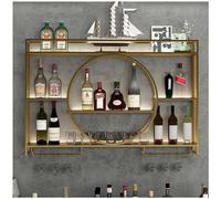 NHYHEHMR Porta in vetro di vino a parete in metallo moderno per casa e ristorante unità di barra multifunzionale con schemi staminali di champagne cremagliera nera 39 * 6 * 31in
