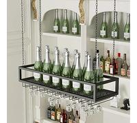 NHYHEHMR Porta in vetro di vino sospeso e scaffale di stoccaggio per portabottiglie per mobili a soffitto a soffitto a gamdi steli per bottiglie di vino e calcoli in vetro