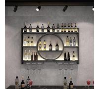 NHYHEHMR Porta per vini in metallo a parete moderna con scaffali galleggianti in vetro in vetro di ferro per la casa bar del vino da ristorante Nizer (colore :)