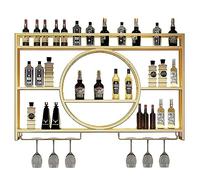 NHYHEHMR Portabottiglie a parete moderna, portabottiglie da bar, bottiglia di vino in metallo e portabricchini in vetro unità galleggiante, supporto per vino da panorama del ferro, portabia