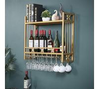 NHYHEHMR Portabottiglie a parete montata con portametro in vetro a stelo bottiglia, portabicchieri per bottine di vino portanti, portabicchieri del vino rustico, porta bottiglia in metallo scaffale