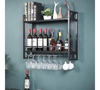 NHYHEHMR Portabottiglie a parete montata con portametro in vetro a stelo bottiglia, portabicchieri per bottine di vino portanti, portabicchieri del vino rustico, porta bottiglia in metallo scaffale