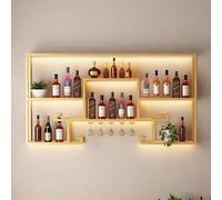 NHYHEHMR Portabottiglie a parete montata, porta di vetro del vino moderno parete del vino montato con scaffale di vino in ferro leggero a led con supporto per bicchiere da vino.