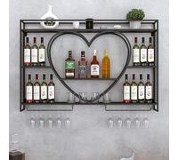 NHYHEHMR Portabottiglie a parete montata, porta di vetro di vino, scaffali galleggianti dell'unità bar, tazze di vino per vino per il display bottiglie, portapacchi per lo stoccaggio, porta di vino a