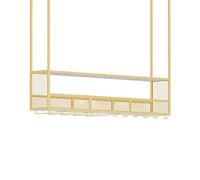 NHYHEHMR Portabottiglie a soffitto con scaffale di portaoggetti leggero e industriale per parete, porta in vetro di vino appeso a 2 strati per bar, piattaforma di vino in ferro di ferro in metallo