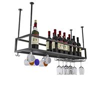 NHYHEHMR Portabottiglie a soffitto del display di vino | Rastrelliere vino capovolto | Scaffale in vetro staminato sospeso | Regalo per gli amanti del vino | Altezza e larghezza regolabili | Oro