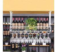 NHYHEHMR Portabottiglie a soffitto e Supporto di Vetro, portabottiglie industriali Regolabili Porta di Vetro sospesa per Bar, scaffale di Vino in Ferro di Ferro (Dimensioni: 50x25x30cm)
