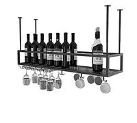 NHYHEHMR Portabottiglie appeso a parete montata con supporto in vetro, barra a sospensione regolabile Vino a portata di vetro Porta del vino Scaffali per vino per la barra di casa