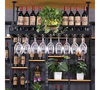 NHYHEHMR Portabottiglie in metallo, portabigca, portaoggetti, porta per calici appesi, supporto in vetro da vino creativo, L120*35 cm