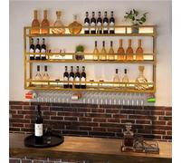 NHYHEHMR Portabottiglie montata a parete, porta in vetro di vino in metallo, scaffale per bottiglie di vino con rastrelliere, scaffali per bar, portabia