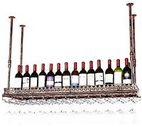 NHYHEHMR Portabottiglie per portabottiglie regolabile, portablettiera montata a parete, decorazione di tazza sospesa in barra retrò in metallo, 80 cm