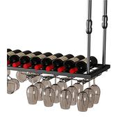 NHYHEHMR Portabottiglie per vino a soffitto del vino - altezza regolabile e larghezza, porta bottiglie di vino capovolta e supporto in vetro di vino, scaffali di stoccaggio in vetro a stelo