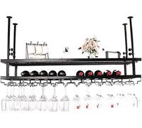 NHYHEHMR Portabottiglie per vino appeso per vetro vetro rastrellino smero di stoccaggio per vino scaffale per vino, 50 cmx30cm | nero