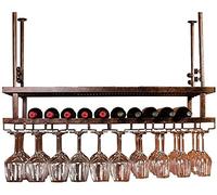 NHYHEHMR Portabottiglie per vino appeso per vetro vetro rastrellino smero di stoccaggio per vino scaffale per vino, 50 cmx30cm | nero