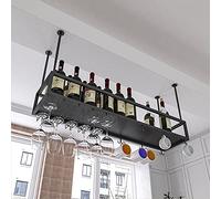 NHYHEHMR Portavagne portabottiglie scaffali a soffitto per vino appeso in bicchiere di vino a bordo porta vino portano con portamette per calice per mobili, cucina, bar, regolabile