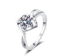 NHYHEHMR Promise Ring for Women, Rings Women Twisted Hollow Heart Round Moissanite/Cubic Zirconia Engagement Rings