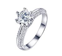 NHYHEHMR Promise Rings for Women, 925 Ring for Women Moissanite Ring Vintage Elegant 6 Prong Solitaire Round 1ct