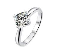 NHYHEHMR Promise Rings for Women, 925 Rings for Women Moissanite Ring Vintage Heart 4 Prong Solitaire Round 1ct