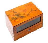 NHYHEHMR Retro Automatic da 10 orologi per avvolgimento di vento di lusso vernice per pianoforte in legno per pianoforte super silenziosa alimentata a batteria e CA per 4 orologi da polso 6 custodia