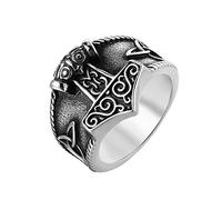 NHYHEHMR Retro Viking Thor's Hammer Simbolo Celtic Knot Titanium Steel's Men's Rings Punk Hip Hop Rock per uomo Regalo per la creatività dei gioielli