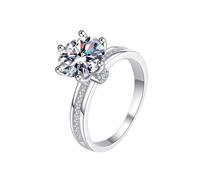 NHYHEHMR Rings for Women Wedding,6 Prong Solitaire with Moissanite/Cubic Zirconia Woman Rings