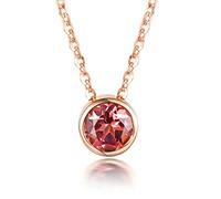 NHYHEHMR Rose Necklace Women, Simple Solitaire 0.79ct Round Tourmaline Rose Necklace Pendant for Women Valentines Day Anniversary Birthday Gifts for Her Mom Wife Girlfriend