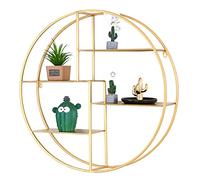 NHYHEHMR Scaffali a parete galleggianti con porta bottiglia di vino in metallo e tazza di archiviazione Gold 60x15x60cm