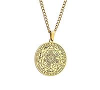 NHYHEHMR Scrittura religiosa Sette Angeli sigillo Tag Tag Rune inossidabile acciaio inossidabile Time Round Gem Necconce Casual Party Gift Vintage
