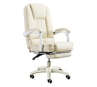 NHYHEHMR Sedia boss ergonomica che reclina la sedia da ufficio da gioco con poggiapiedi Pure Pure White PU in pelle girevole per il comfort altezza regolabile Sedia da scrivania per computer