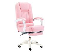 NHYHEHMR Sedia boss ergonomica che reclina la sedia da ufficio da gioco con poggiapiedi Pure Pure White PU in pelle girevole per il comfort altezza regolabile Sedia da scrivania per computer