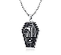 NHYHEHMR Titanio acciaio mistico egitto bara amuleto anubis ankh collana collana collera vintage collier maschi gioielli